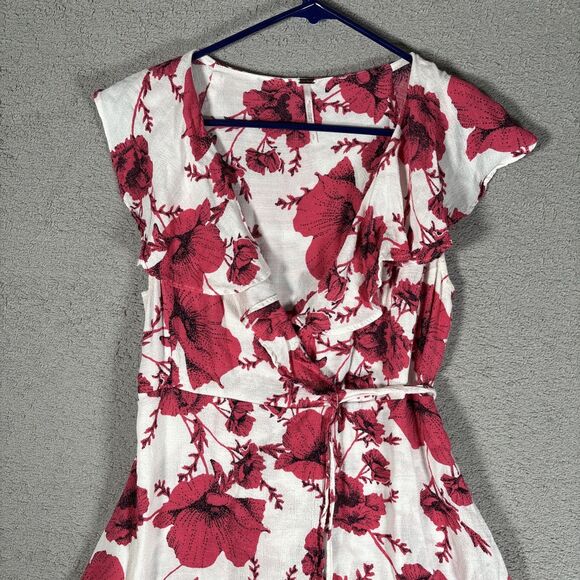 Free People Size S French Quarter Ivory Floral Print Wrap Mini Dress Bohemian - Picture 2 of 14